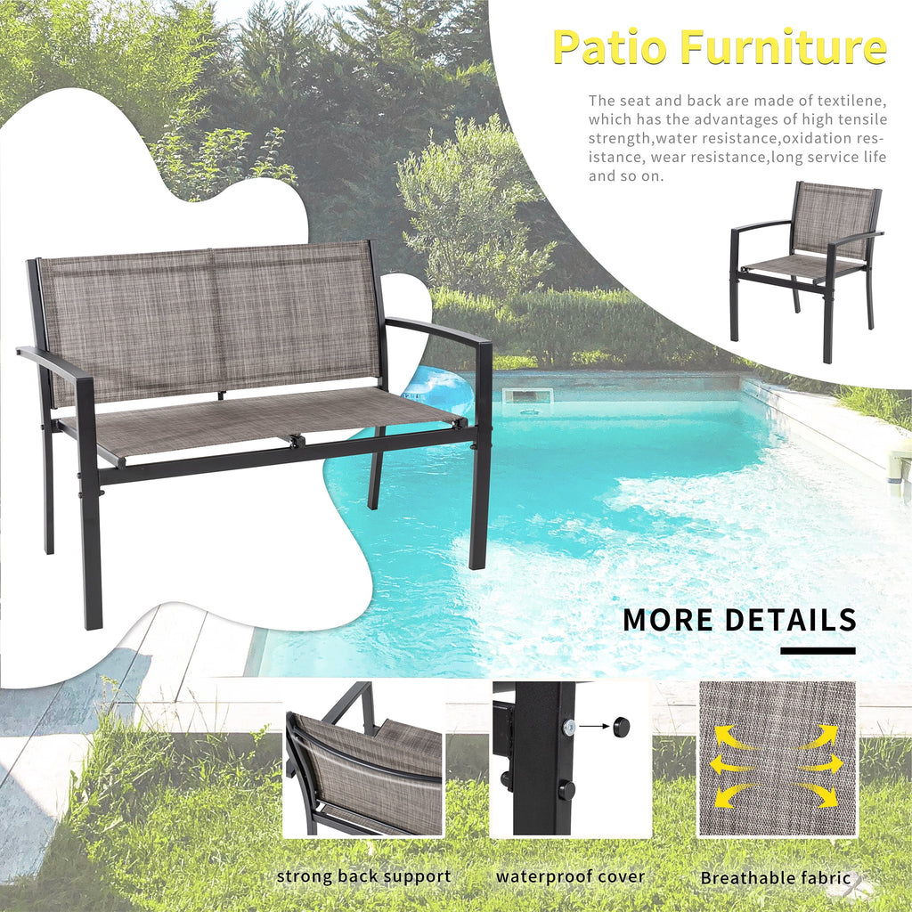 4 Pieces Patio Furniture Set with Glass Coffee Table X11231