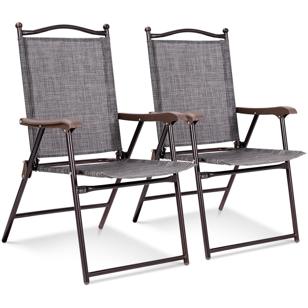 Set of 2 Black Folding Sling Back Chairs V508975
