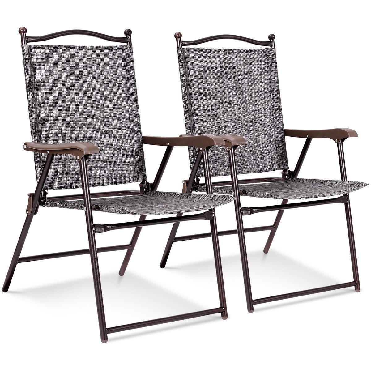 Set of 2 Black Folding Sling Back Chairs V508975