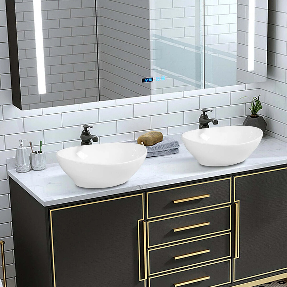 Oval Ceramic Vessel Sink with Pop Up Drain G819028
