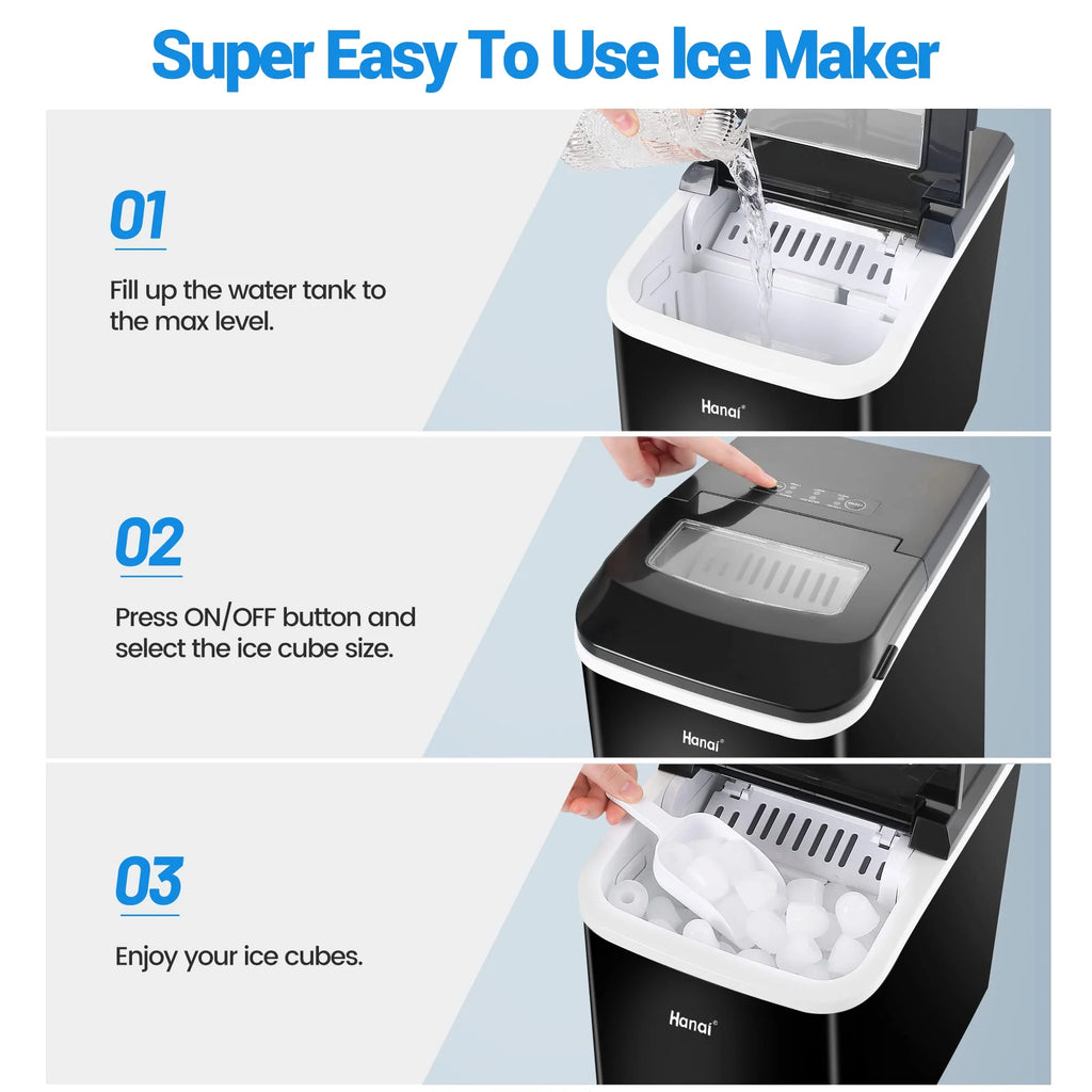 Countertop Ice Maker, 26.5lbs in 24Hrs, Self-Cleaning Portable Ice Machine with Ice Scoop and Basket J77435