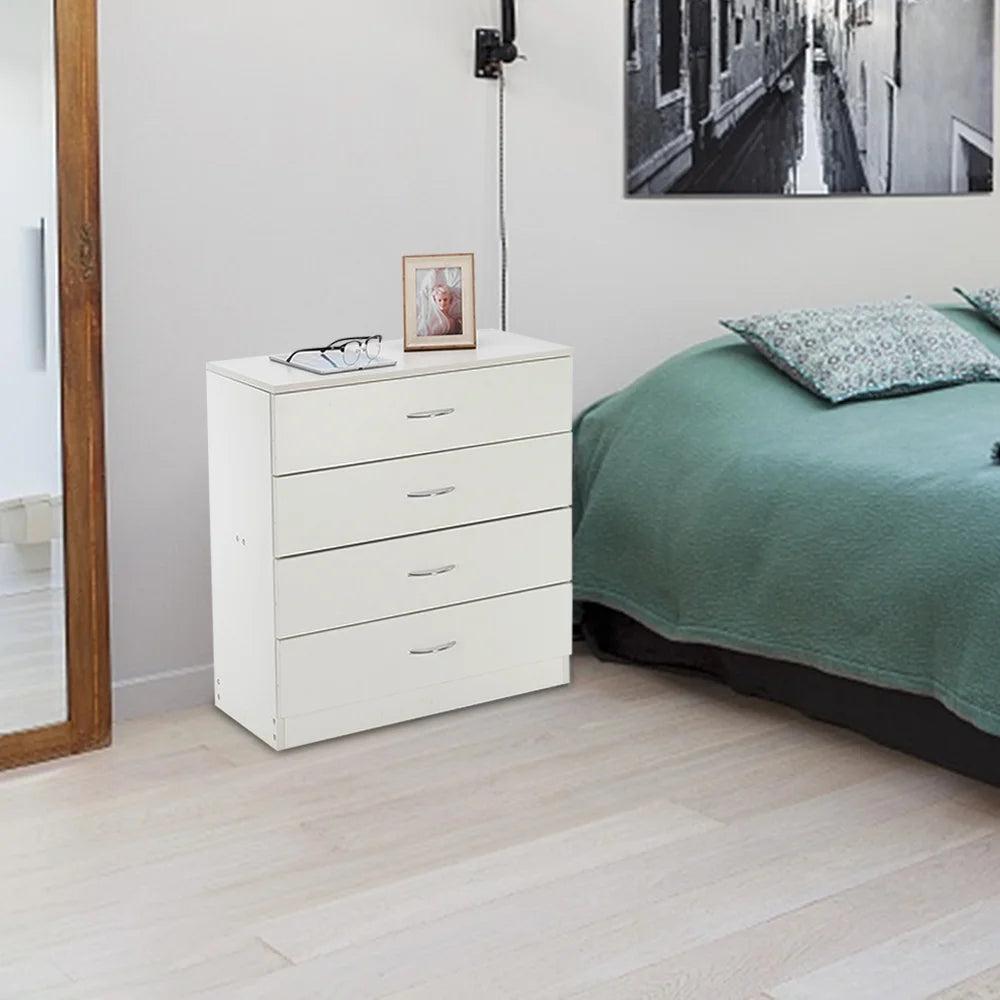 White 4-Drawer Wood Dresser T431