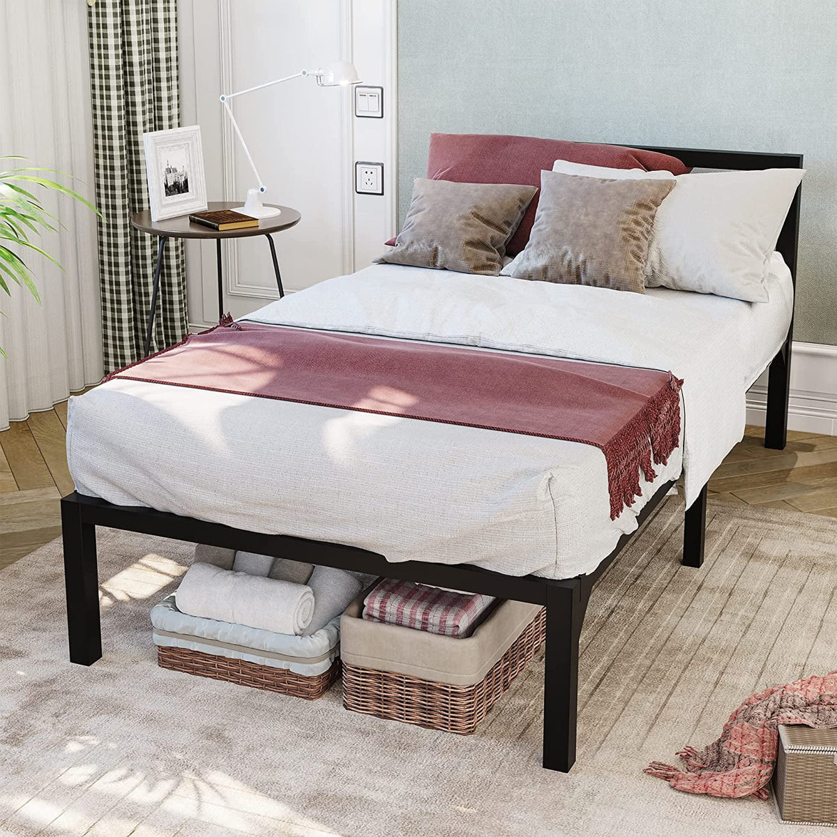 Twin Size Metal Bed Frame with Headboard X4373