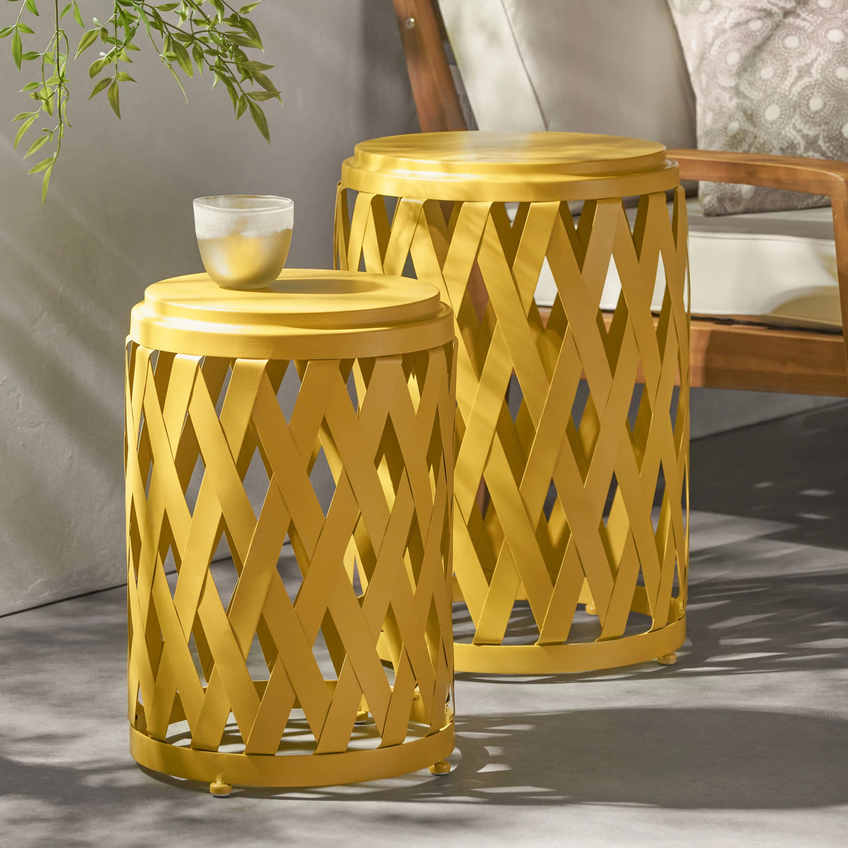Iron Side Table Set Matte Yellow S337