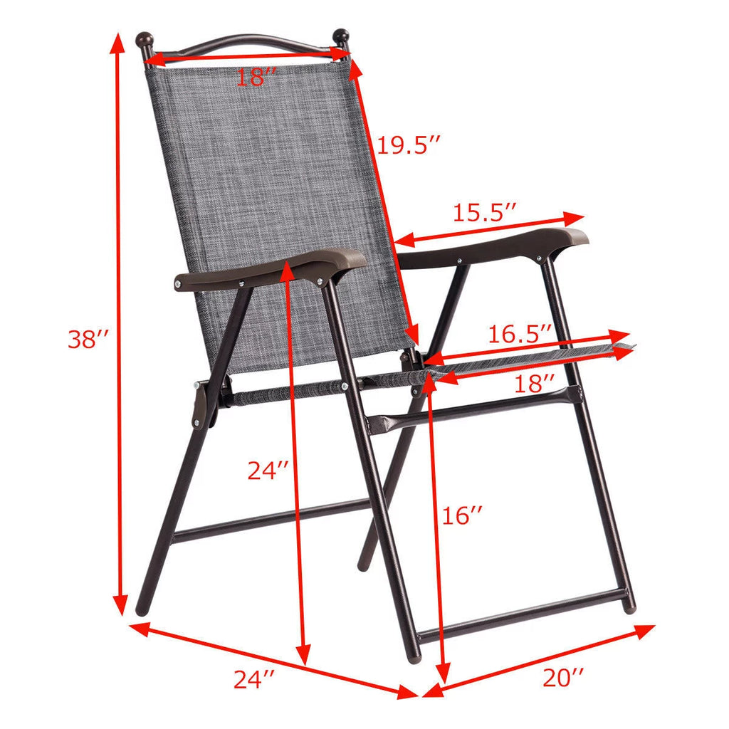 Set of 2 Black Folding Sling Back Chairs V508975