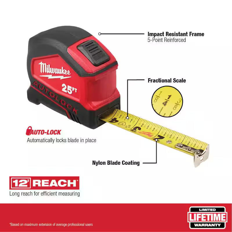 25 ft. Auto Lock Tape Measure with Screwdriver R43305