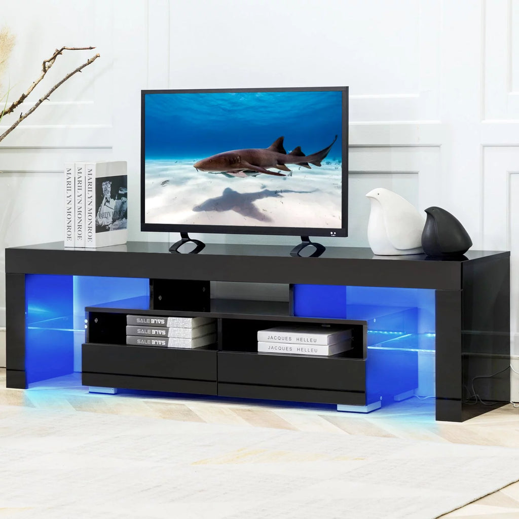 Black High Glossy TV Stand with LED Light A4136