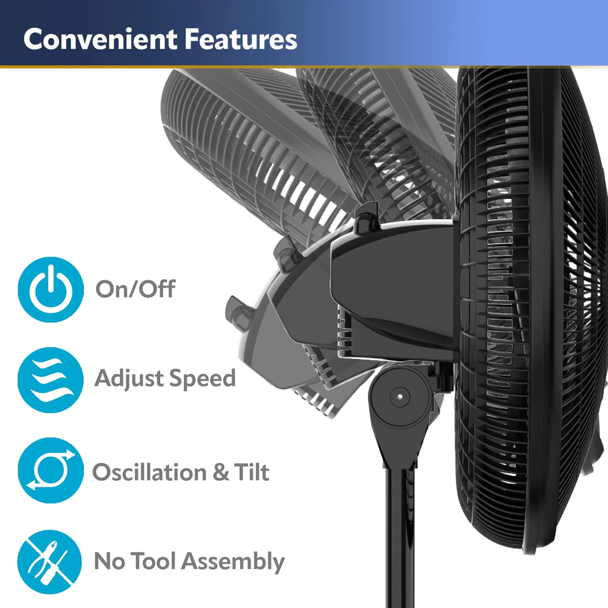 16 Oscillating Adjustable Pedestal Fan with 3-Speeds, Black R573759