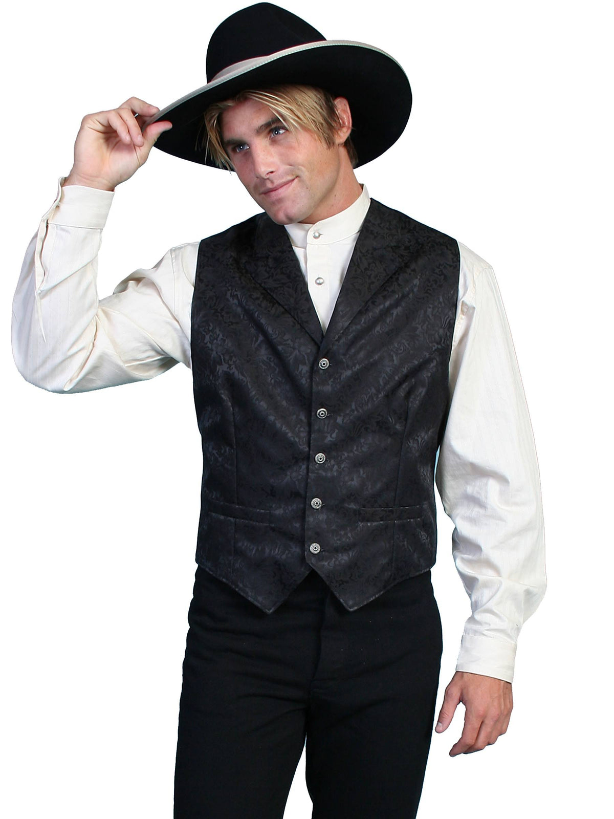 Silk Adjustable Button Western Vest T65706