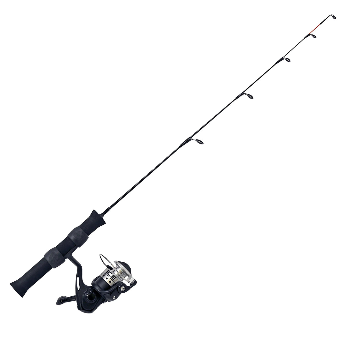 Ice Spinning Reel and Ice Fishing Rod Combo, Solid Carbon Rod, Graphite Reel with Aluminum Spool N1327