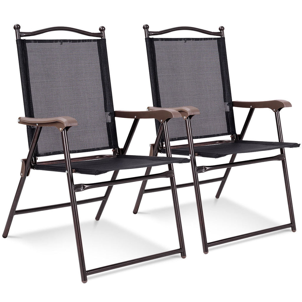 Set of 2 Black Folding Sling Back Chairs V508975