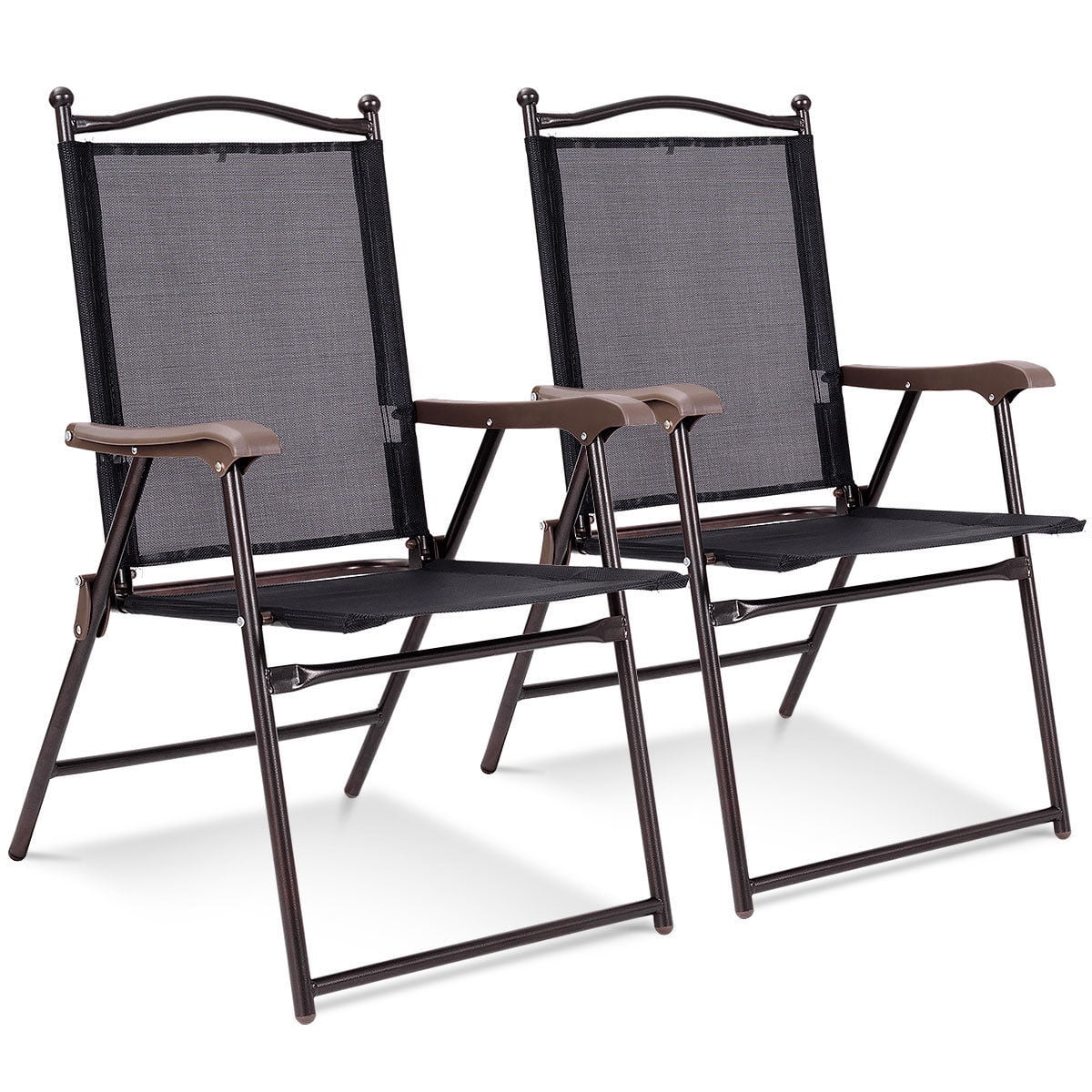 Set of 2 Black Folding Sling Back Chairs V508975
