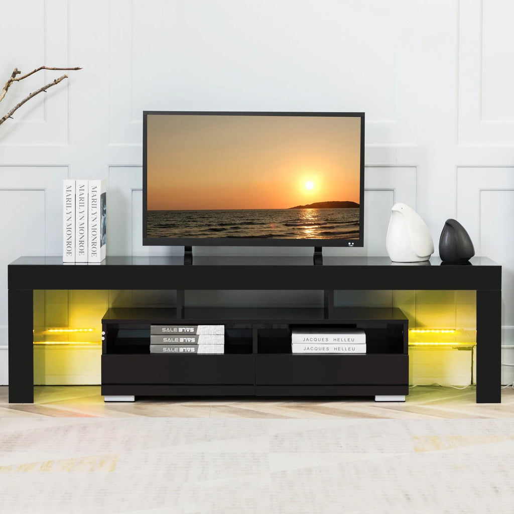 Black High Glossy TV Stand with LED Light A4136