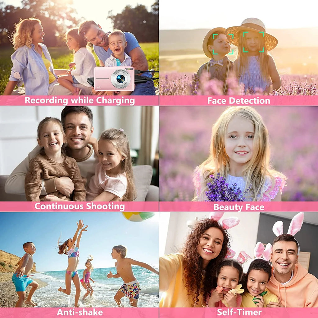 Black 1080P 44MP Kids Digital Camera with 16X Zoom C857