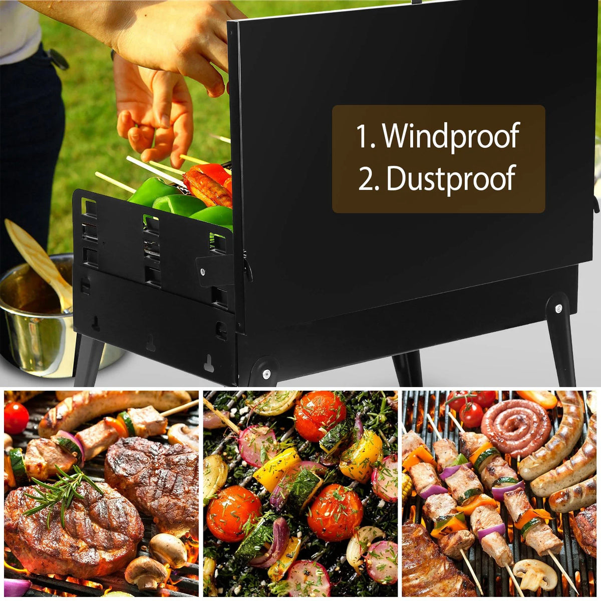 Portable Charcoal Grill Foldable BBQ Suitcase Grill S334