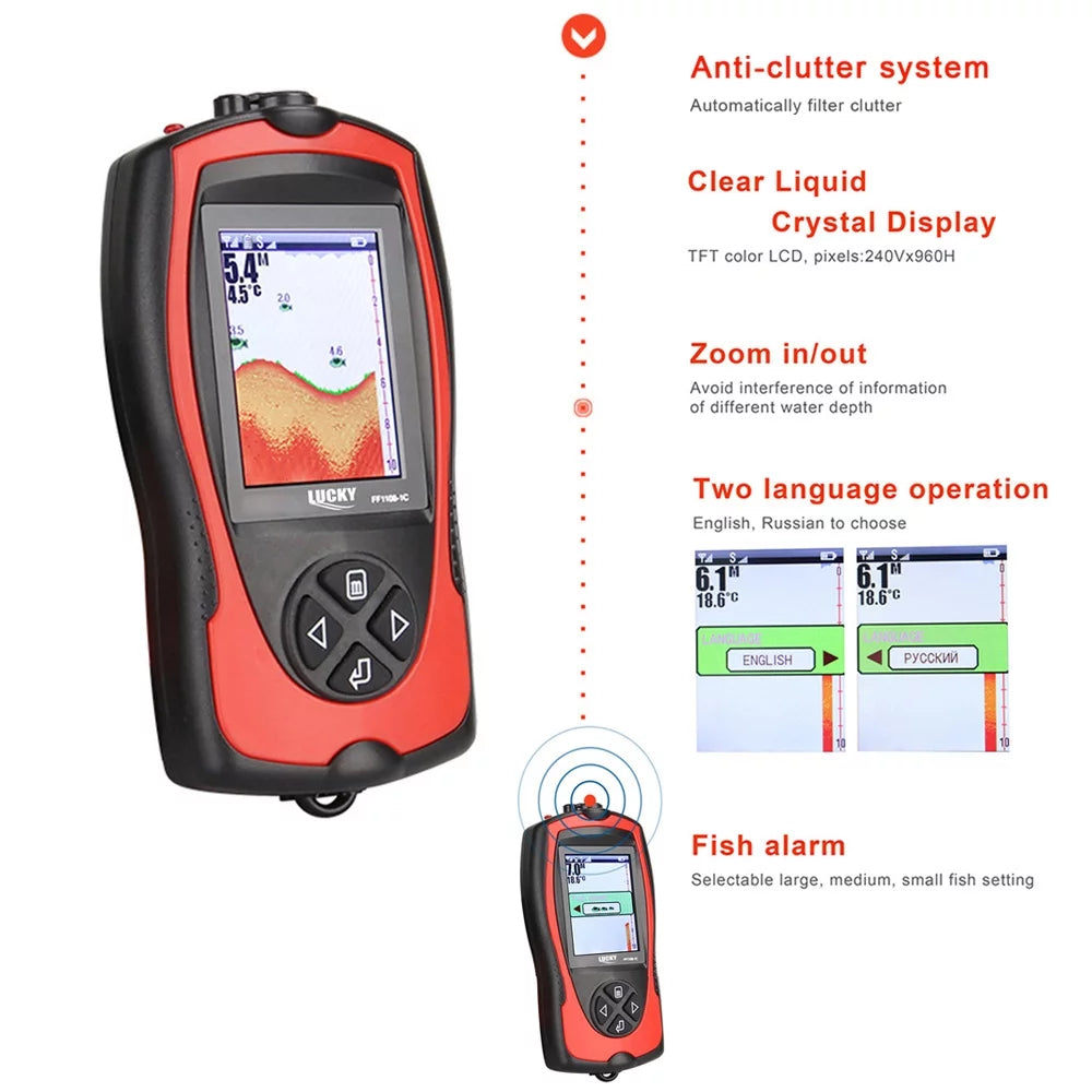 Portable Fish Finder 100M/300FT Depth Fish Alarm Wired Fish Detector Z82714