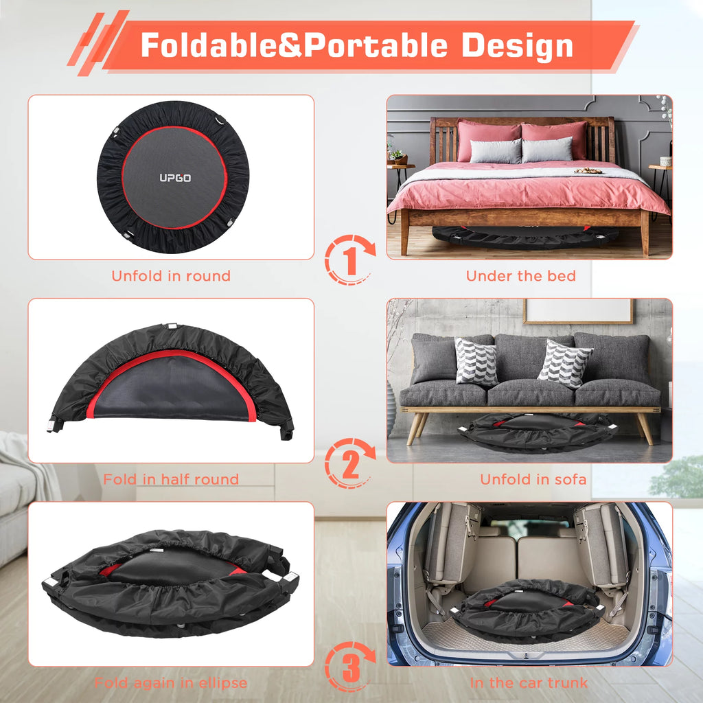 40 Foldable Fitness Trampoline with Adjustable Foam Handle W318