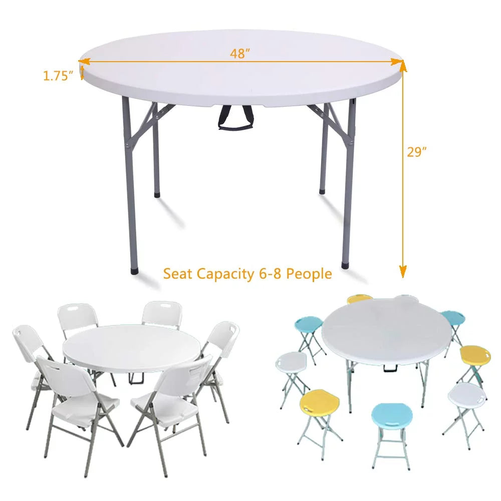 4 Ft White Round Folding Plastic Dining Table I1649
