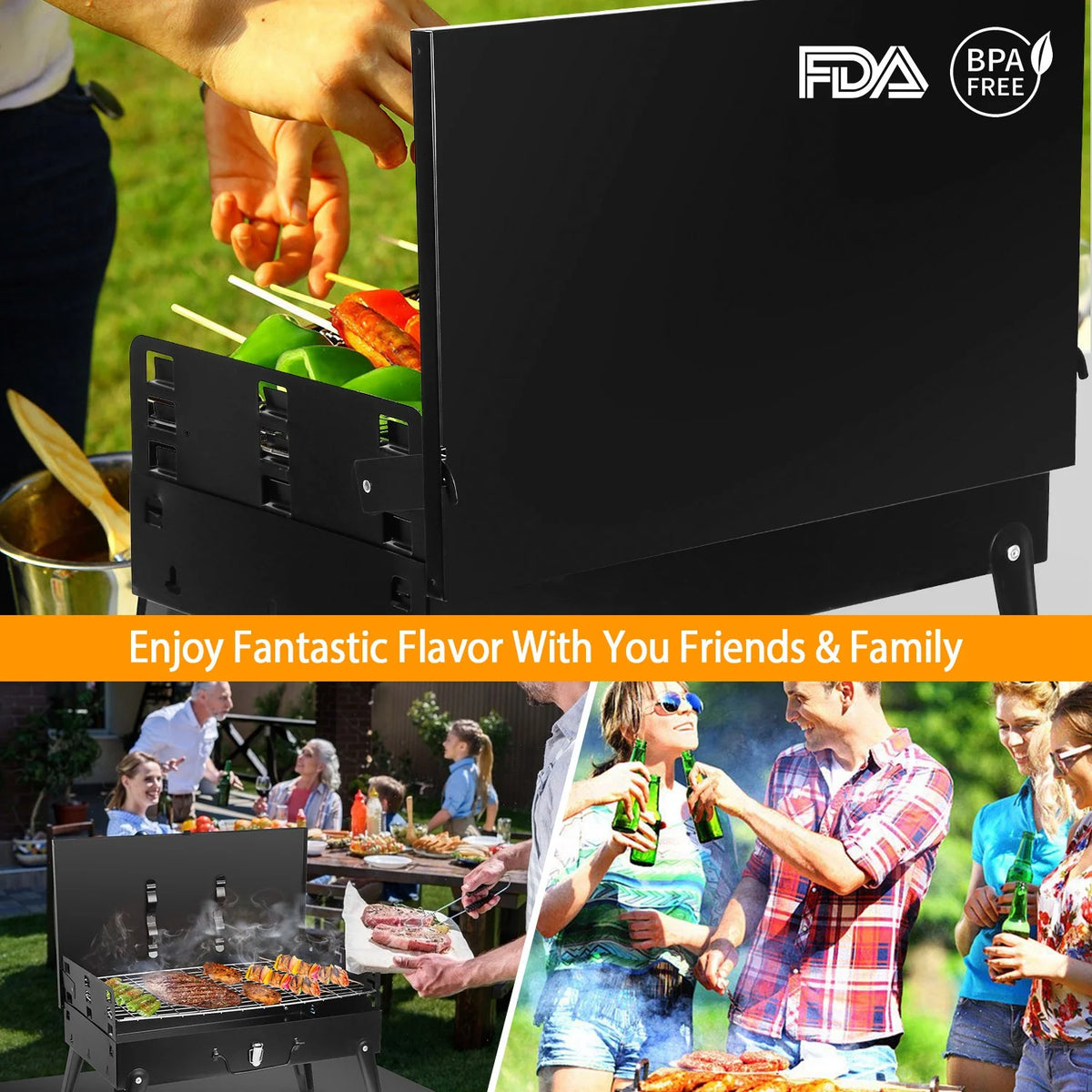 Portable Charcoal Grill Foldable BBQ Suitcase Grill S334