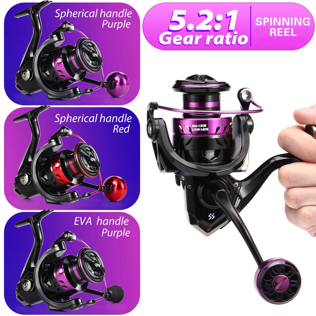 5.2:1 Gear Ratio Spinning Reel with Aluminum Spool S99918
