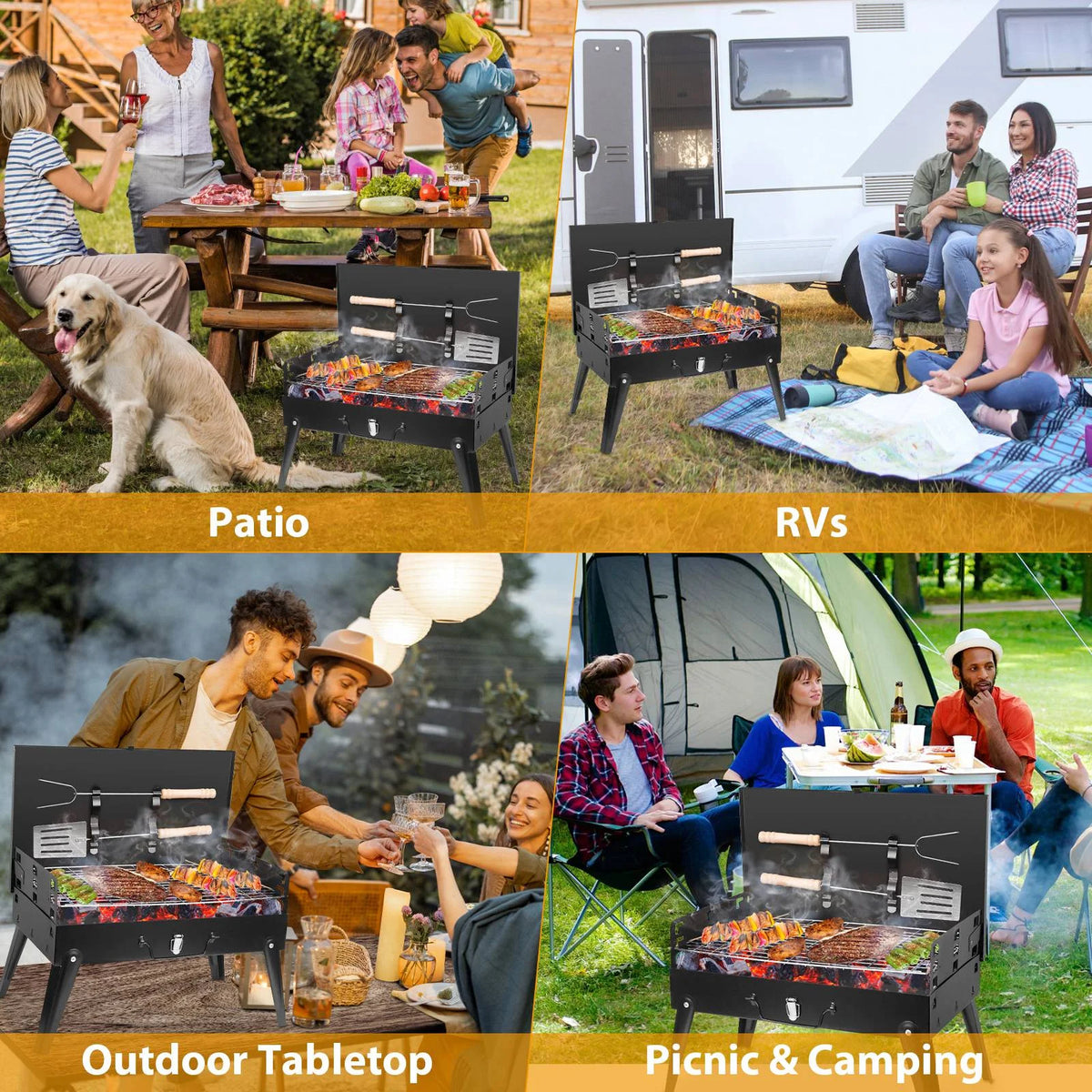 Portable Charcoal BBQ Grill with Toolbox L21318