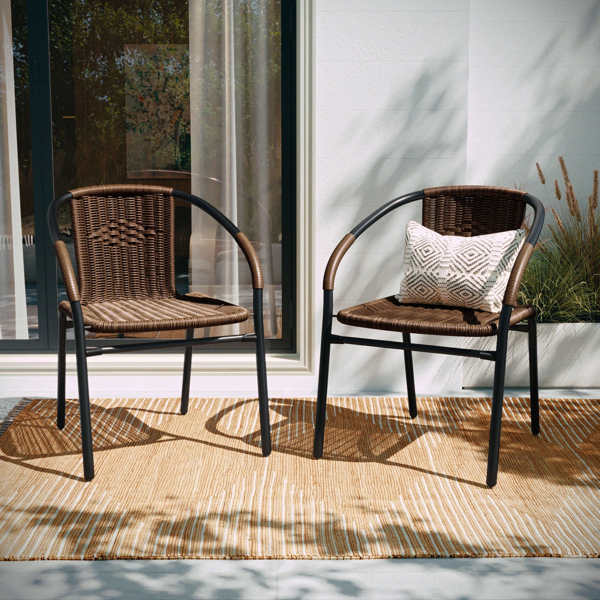 Medium Brown Rattan Stack Chair W713382