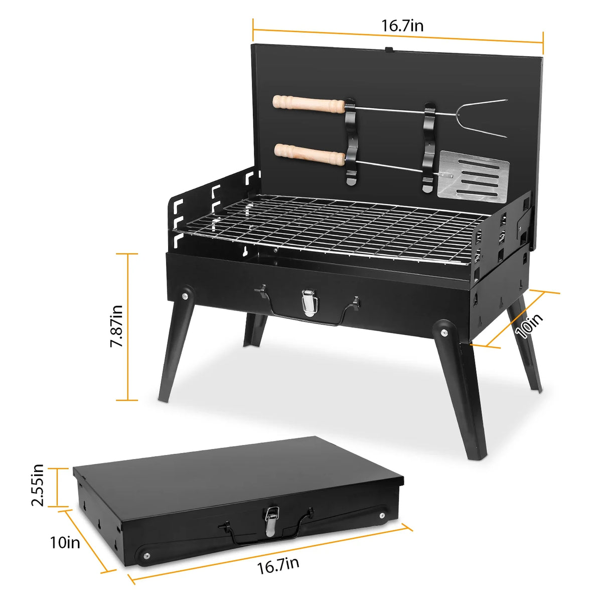 Portable Charcoal Grill Foldable BBQ Suitcase Grill S334