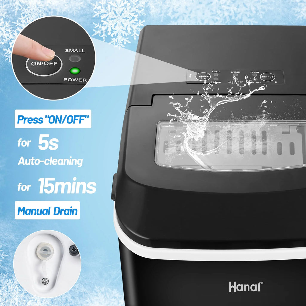 Countertop Ice Maker, 26.5lbs in 24Hrs, Self-Cleaning Portable Ice Machine with Ice Scoop and Basket J77435