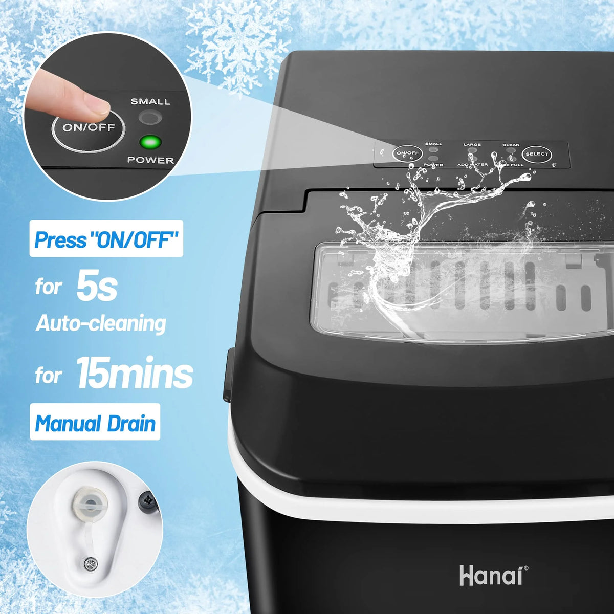 Countertop Ice Maker, 26.5lbs in 24Hrs, Self-Cleaning Portable Ice Machine with Ice Scoop and Basket J77435